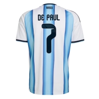 Camisa de Futebol Argentina Rodrigo De Paul #7 Equipamento Principal Mundo 2026 Manga Curta